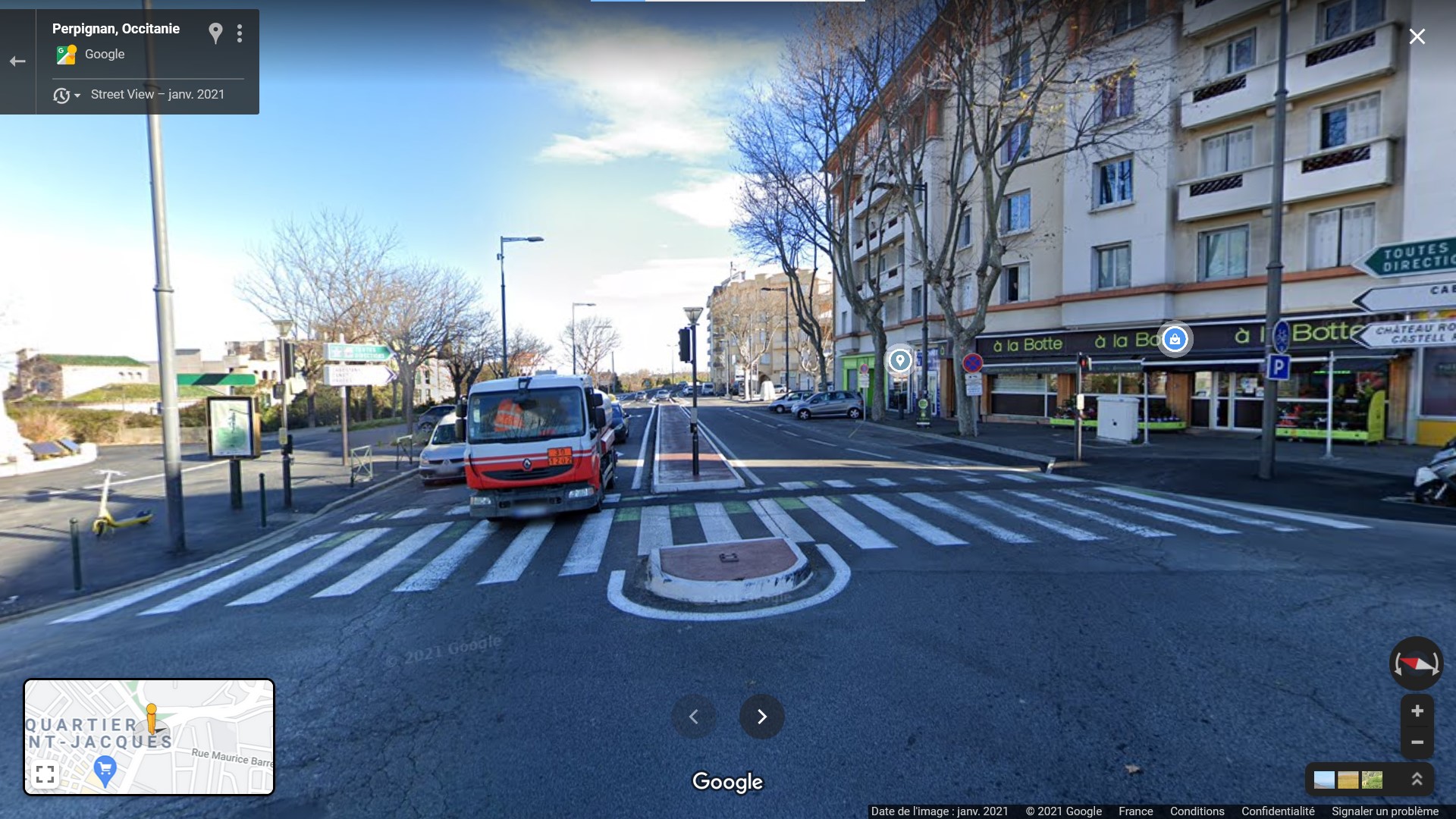 Traversée actuelle du boulevard Anatole France pour les vélos et les piétons