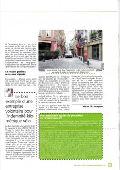 Vélo en Têt fait la Une de la revue Vélocité