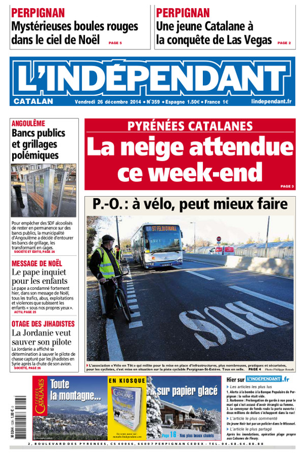Reportage dans L’Indép sur la liaison vélo Saint-Estève – Perpignan